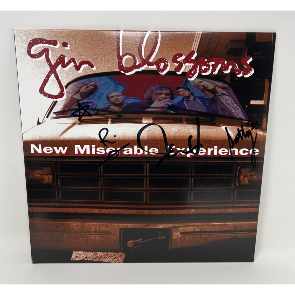 Gin Blossoms New Miserable Experience Autographed Red Marbled Vinyl Album Record